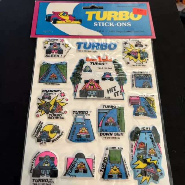 NEW Vintage 80’s Diamond Toy Maker - Sega TURBO Puffy Stickers Sticker Sheet