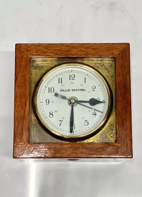 Old Victorian Style Gillie Sestrel Antique Marine Quartz Ship Chronometer Clock