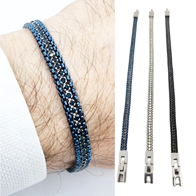 Bracciale Uomo LUCKY2+7 In Acciaio Inox Con Chiusura Magnetica - Catena Franco Link, Regolabile