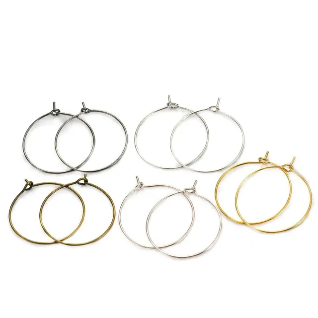 Big Round Hoops Earrings Circle Earwire DIY Jewelry Findings 20/25/30/35mm 50Pcs