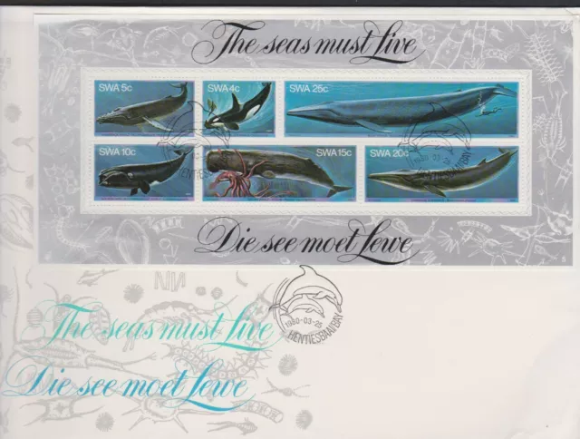 SWA SOUTH WEST AFRICA 1980 The Sea Must Live/Whales Mini-Sheet SG MS344 FDC