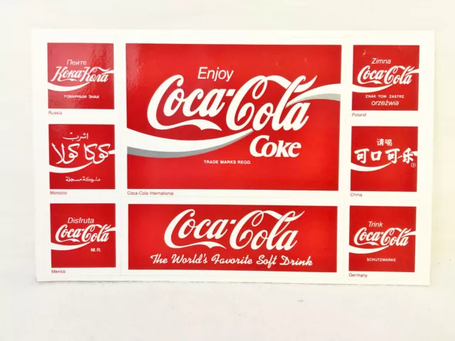 Vtg Enjoy Coca Cola Stickers - Russia, Morocco, Mexico, Germany, China - 1 Sheet