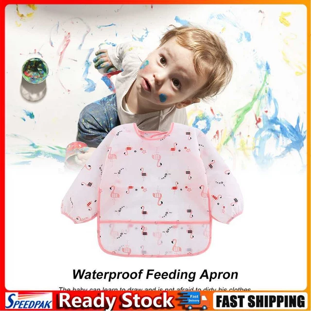 Waterproof Long Sleeve Feeding Apron Coverall Children One Piece Eating Clothes