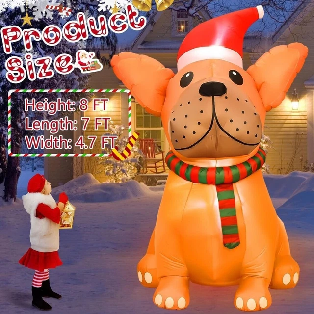 Christmas Puppy Bulldog Airblown Inflatable Decor BlowUp Outdoor Decor Clearence