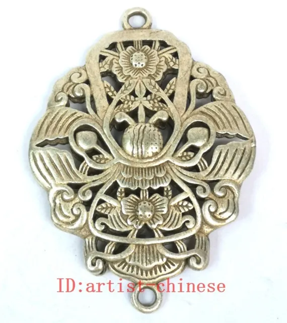 Old Chinese Tibet Silver Handmade Auspicious Flower Pendant Amulet Collection