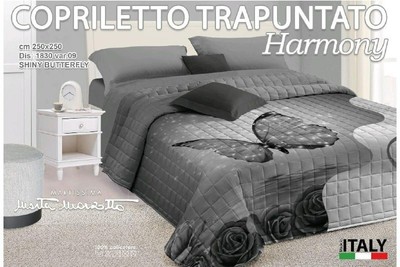 Russo Tessuti Trapuntino Copriletto Trapuntato Letto Marzotto Harmony Occhio Beige Glitter 