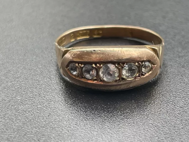 Vintage 9ct Gold Ring Set With Diamond Paste