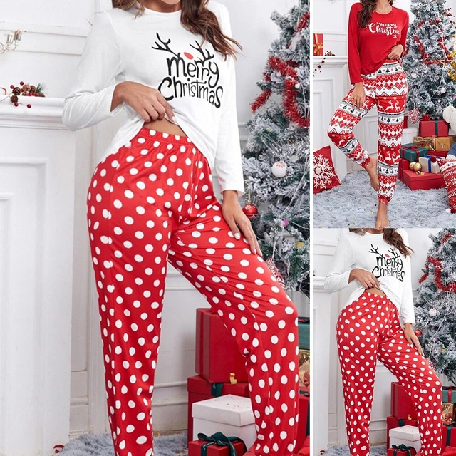 Set pigiami rossi e bianchi regalo di Natale pigiami stampa alce per i suoi pigi