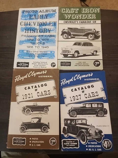 Lot of 4 Floyd Clymers Car  Books.  Catalog Of  Cars, Photo  Album