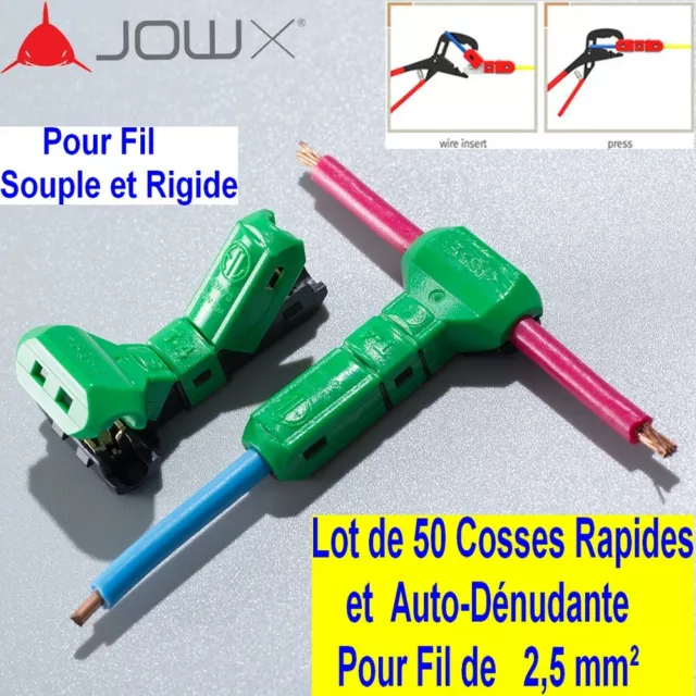 50 COSSES Borne Connexion Auto Dénudant,Connecteur,Connectors JOW, Fil de 2,5mm²