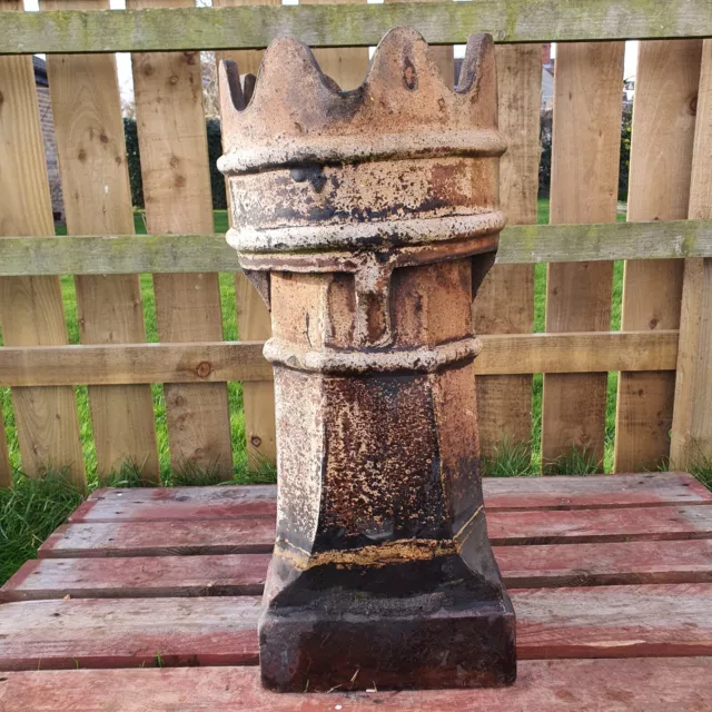 Weathered Reclaimed Salt Glazed Crown Bishop Rook Chimney Pot Garden Planter 3