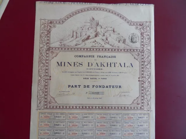 Caucase Superbe Part De Fondateur Des Mines D'akhtala /Top Deco/1887