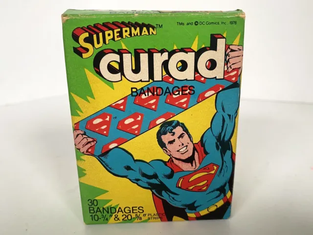 SUPERMAN CURAD BANDAGES w 25 BANDAGES 1978 Vtg Bandaids