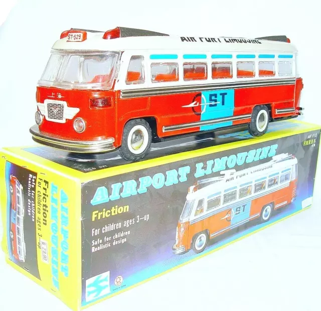 China MF-910 SHANGHAI AIRPORT LIMOUSINE SHUTTLE BUS Friction Tin Toy MB`58  Early