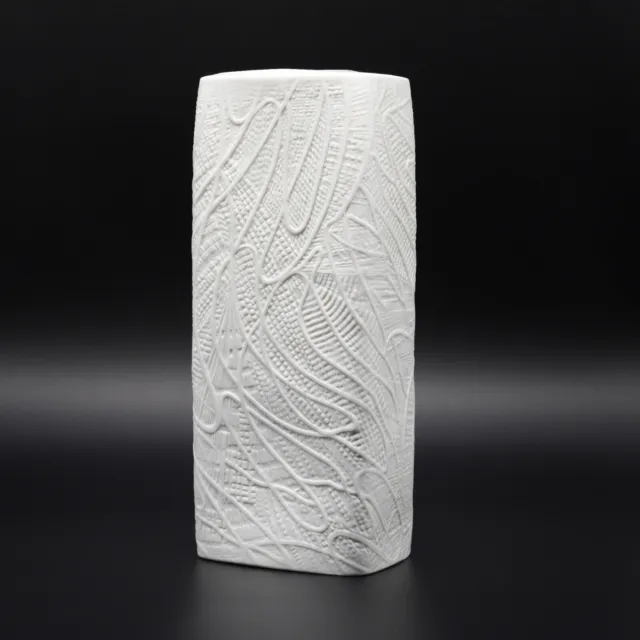 Rare Rosenthal Studio Line Vase OP ART Martin Freyer Bisque Porcelain H 27cm