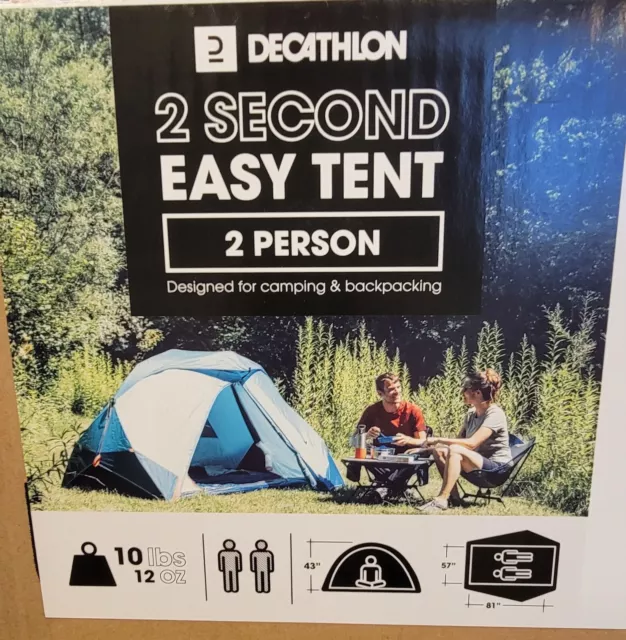 Decathlon Quechua 2 Second Easy Waterproof Pop Up Camping Tent 2 Person