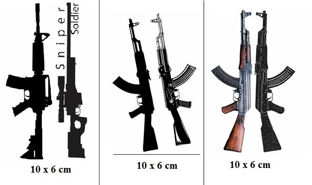 AK47 Gun Rifle Weapon Temporary Tattoo Sniper Soldier Stickers Women Men Kids