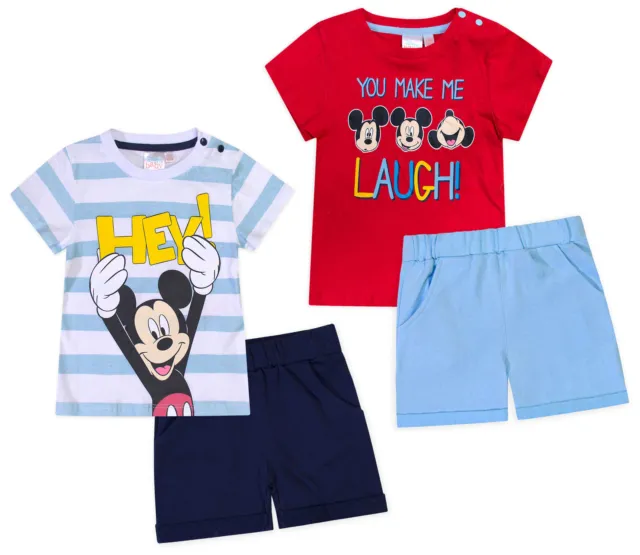 Baby Boys Mickey Mouse T-Shirt Top & Shorts Set Outfit 3-24 Months - Disney Baby