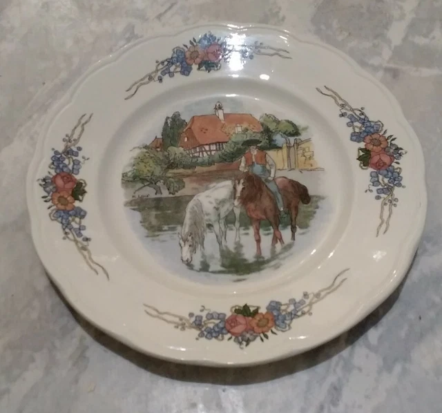 Assiette à dessert Obernai Sarreguemines H Loux 4 Fleurs