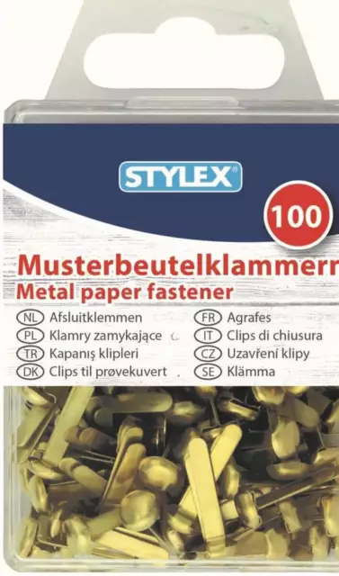Stylex Rundkopfklammern / Musterbeutelklammern gold 100 Stück
