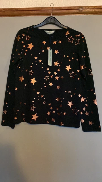 Girls Age 11-12 Years LITTLE DICKINS & JONES navy Blue Star Print Top NWT