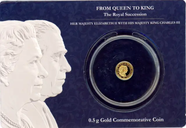 From Queen to King 0.5 Gram Gold Barbados 2022 Gold Coin with Coincard *PL*