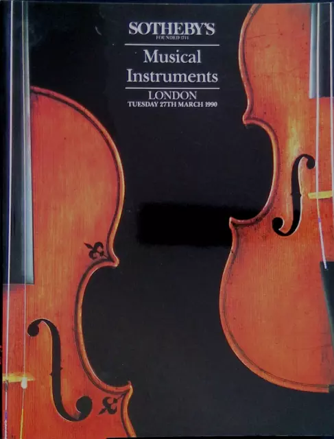 1990 Sotheby's Musical Instruments Auction Catalog Violins Bows London ~200pgs