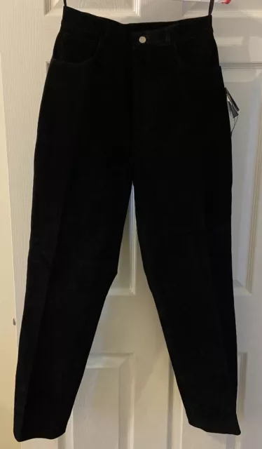 Vintage Danielle Martin Black High Rise Suede Leather Pants Size 10 NWT