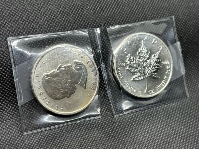 2013 Canada 5 Dollars 1 Oz. Silver Maple Leaf World Coin Silver