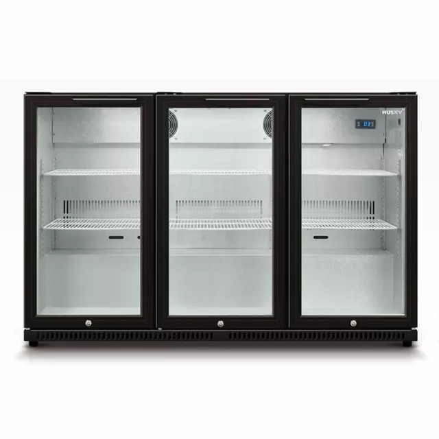 ❄BRAND NEW 330L 3 DOOR GLASS UNDERBENCH BACK BAR BLACK DISPLAY FRIDGE Key Lock ❄