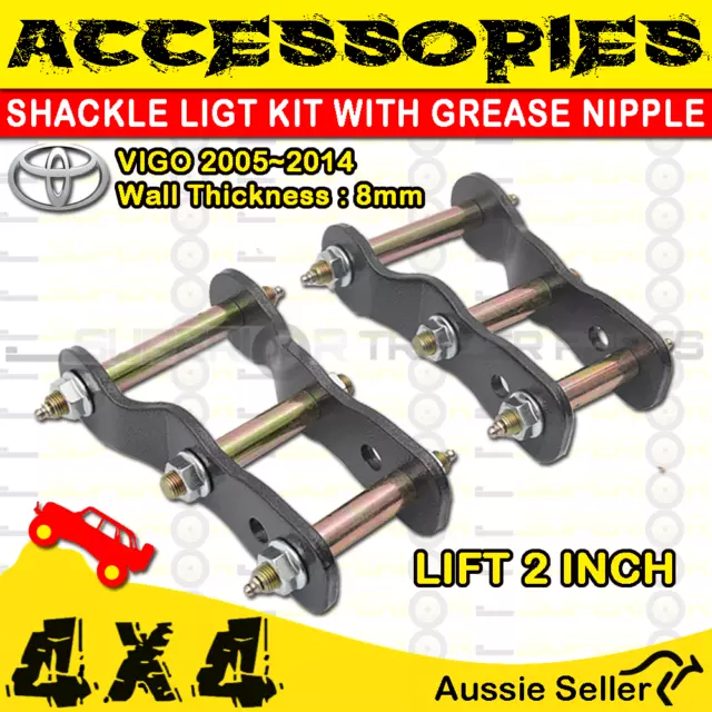 2" Inch Rear Extended Lift Up Greasable Shackles Fits Hilux 2005~2014 4X4 Vigo