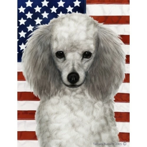 Patriotic (D2) Garden Flag - Silver Grey Poodle 321891