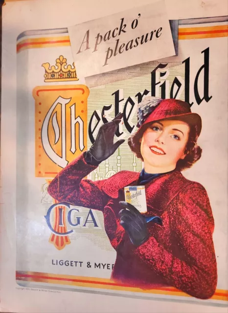 Vintage 1936 Chesterfield Cigarettes Print Ads Ephemera Art Decor