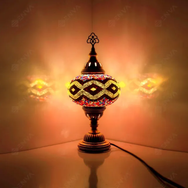 Lampada da comodino da tavolo in mosaico turco marocchino fatta a mano tiffany