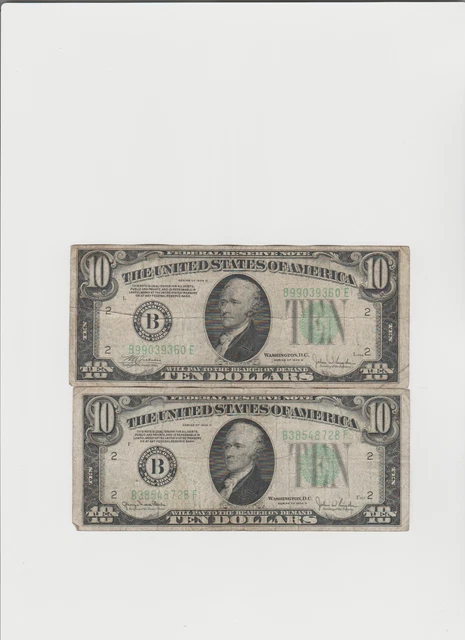 2-1934-C&D $10 Ten Dollars Frn Federal Reserve Note New York, Ny