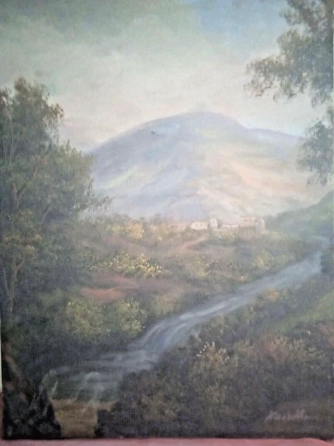 Imagen Paisaje Campo Pintado a Mano En Lona Clasico Italiano 30x40 CM
