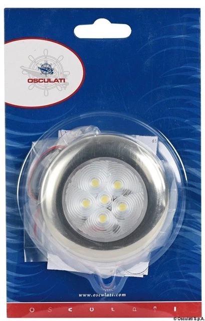 Lumière De Courtoisie Ronde Virole Inoxydable 6 LED Bleu Marque Osculati