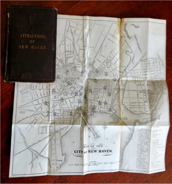 New Haven Connecticut Guide 1869 Elliot RARE tourist guide book city map & views