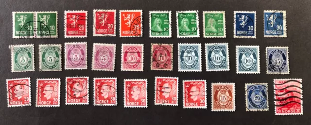 Norwegen Norge 30 alte Briefmarken gestempelt papierfrei - Lot 30 Briefmarken