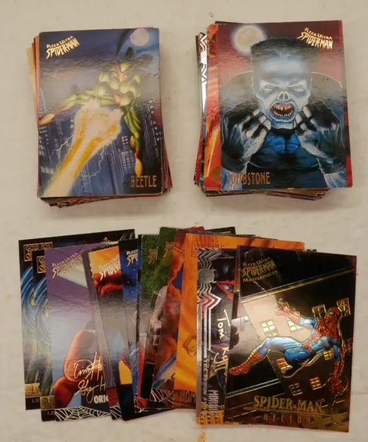 1995 Fleer Ultra Spiderman Masterpieces Trading Card Lot (99 Cards Total)