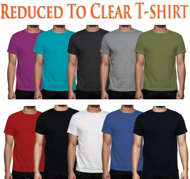 Mens T Shirt Plain 100% Cotton 2,5,7 & 10 Lot Multi Pack Crew Casual Shirt Top