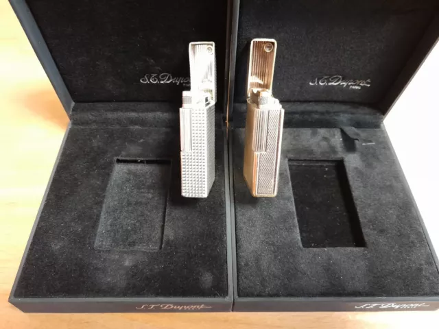 2 X St.Dupont/Gold & Silver/Linie 1-groß/ Big/L1/Dupont/Lighter/Box/colection