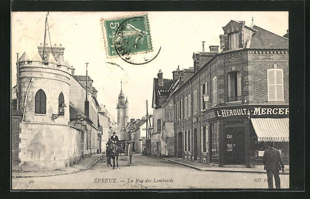 CPA Évreux, La Rue des Lombards, vue de la rue 1907