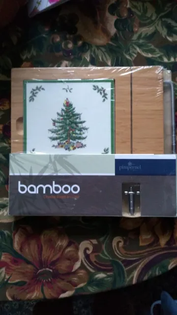 Spode Christmas Tree Bamboo Cheese Board Bnip Xmas Lunch Stilton New Rare!
