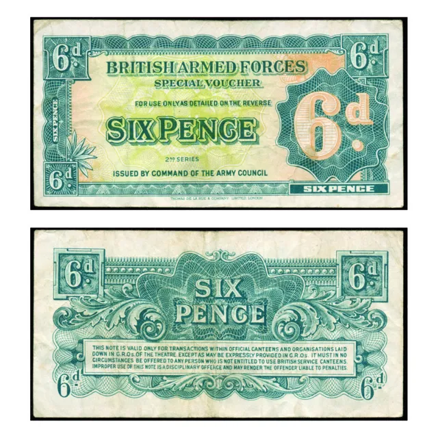 British Armed Forces Special Voucher MPC 2nd Series Sixpence 1948 Pick M17 Very