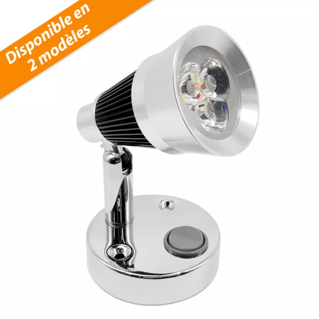 Lampe de Lecture LED 12v Camping Car Lampe de Chevet Bateau Interrupteur IP44