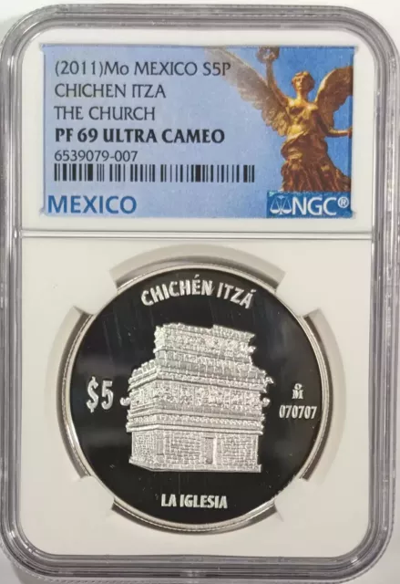 2011 Mexico Chichen Itza The Church 1 oz Silver Proof Coin - NGC PF69 Ultra Came