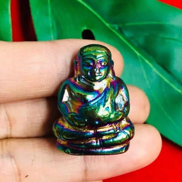 thai Amulet Leklai Phra Sangkachai Buddha 7 Colors Rainbow Stone LP Huan Holy