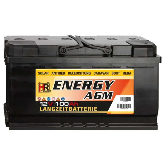 HR HiPower Autobatterie AGM Batterie 12V 100Ah
