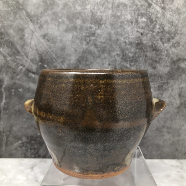 Leach Pottery Lugged Stoneware Vase Tenmoku Glaze #948